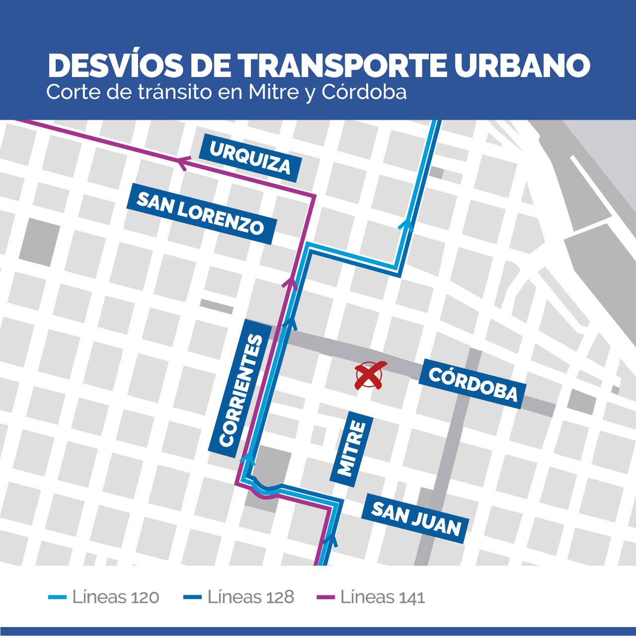 mapa de desvíos de colectivos