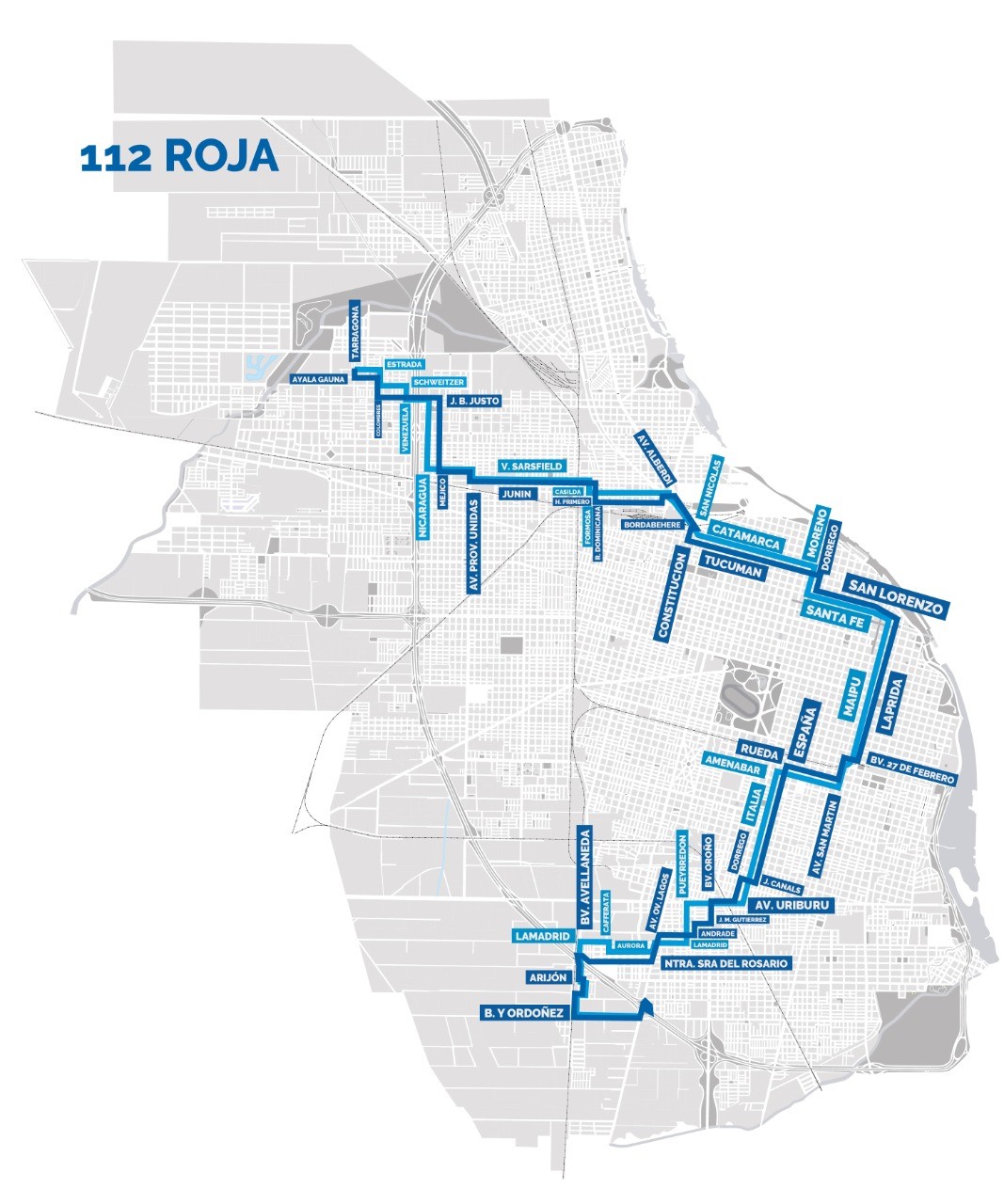 Nuevo recorrido línea 112 roja