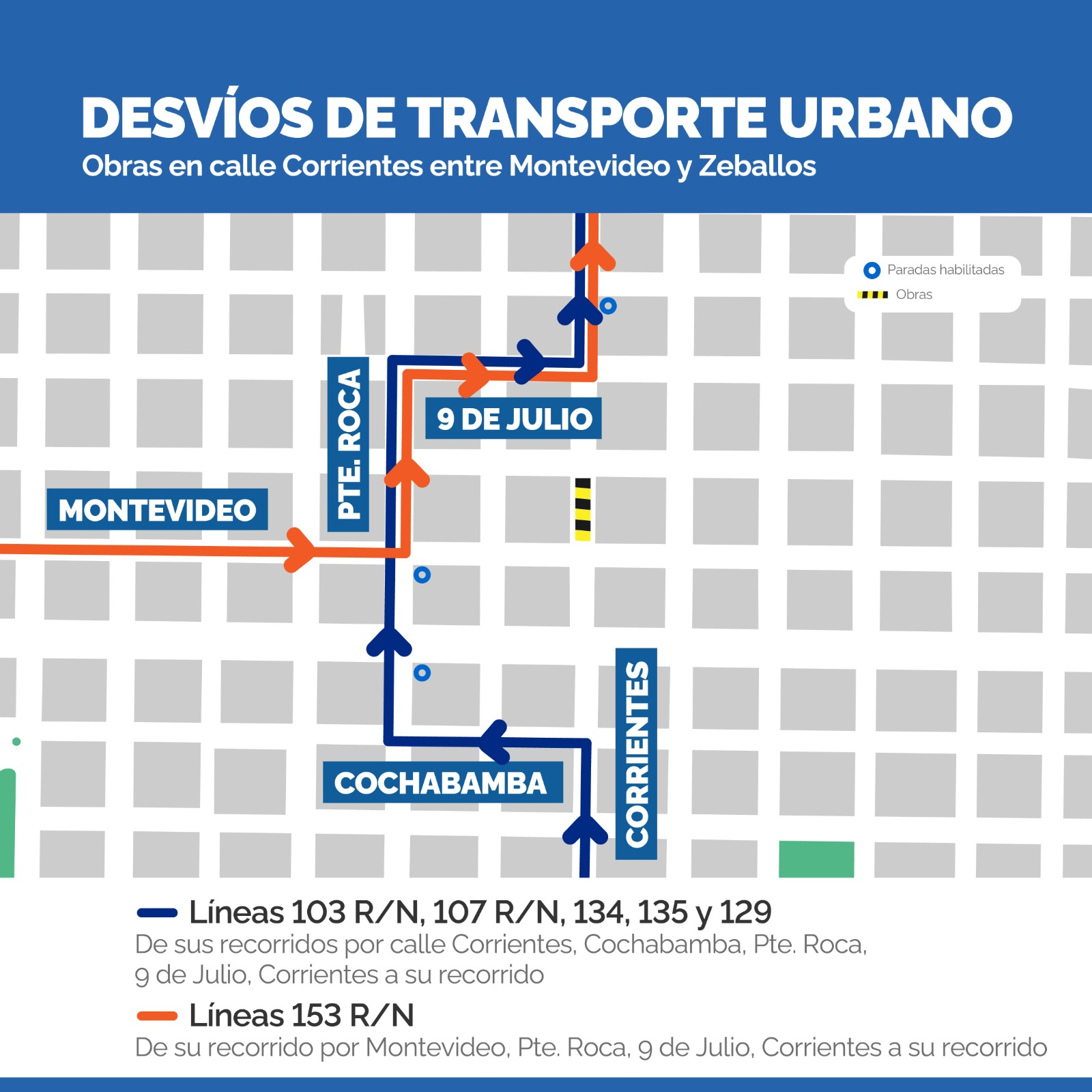 Cortes y desvíos por obra en Corrientes al 1500